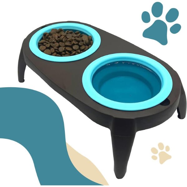 İkili Katlanabilir Evcil Hayvan Mama Kabı ve Standı