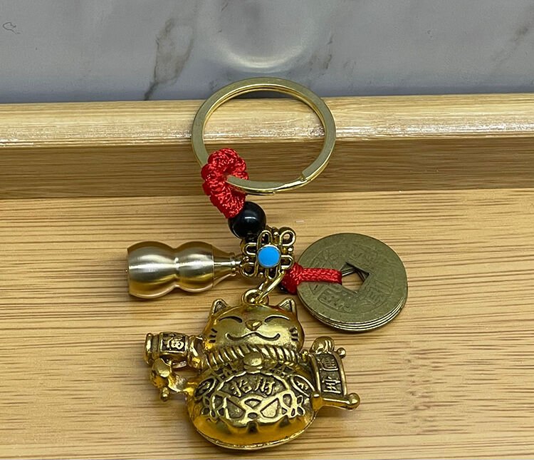 Metal Şans Ve Bereket Kedisi Anahtarlık Model 1