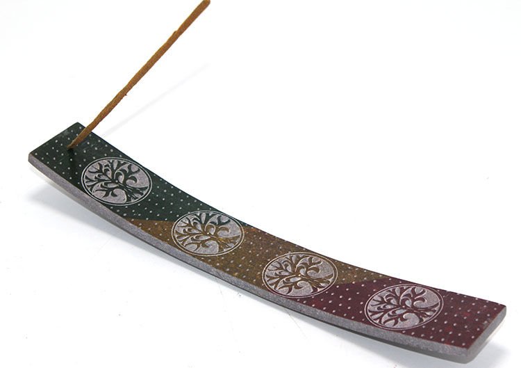 Obsidian Taşı Hayat Ağacı Tasarımlı Kayık Tütsülük