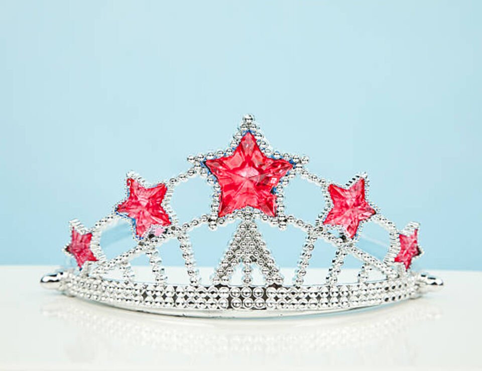 Kırmızı Yıldız Taşlı Plastik Elsa Tacı Çocuk Boy