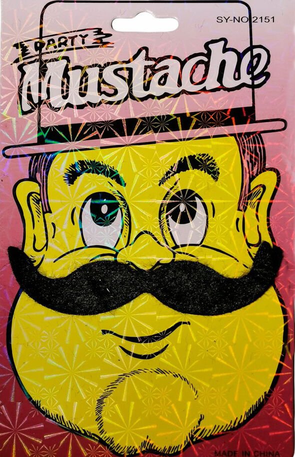 Siyah Gerçekçi Yapışkanlı Tüylü Kabadayı Bıyığı Model 1