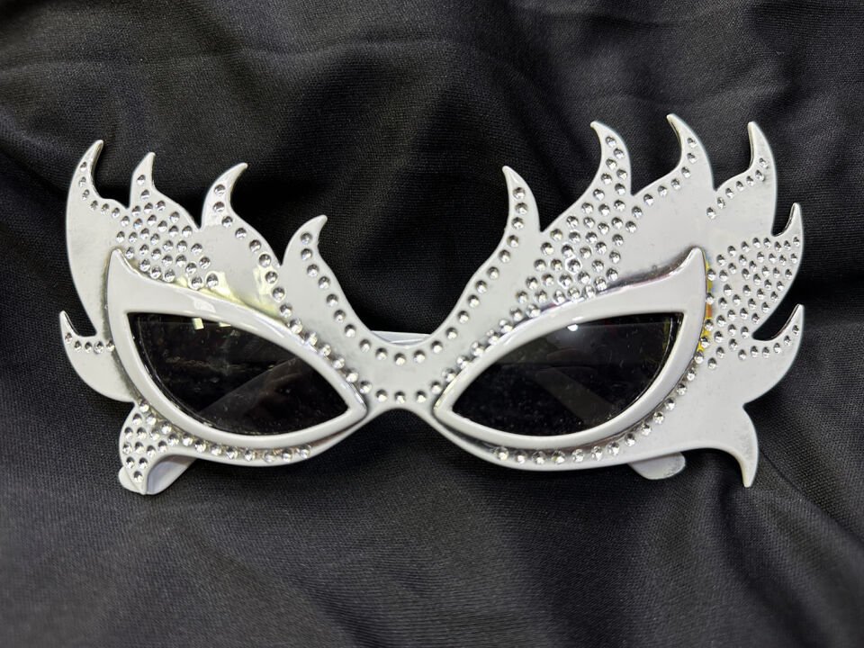 Taşlı Beyaz Alev Parti Gözlüğü